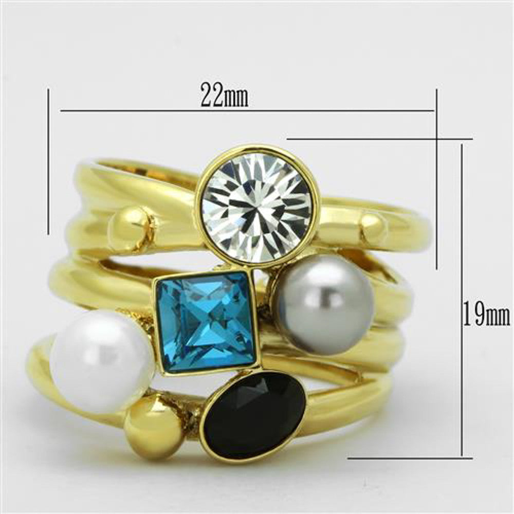 ARTK1440 Stainless Steel Women's 14k Gold Ion Plated Cocktail Fashion Ring Size 5-10